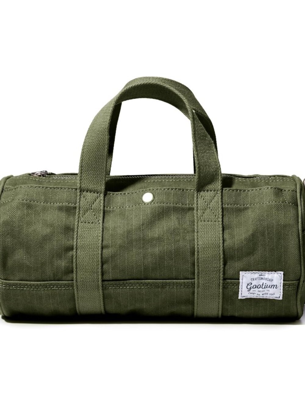 Herringbone Mini Duffle, Canvas Crossbody Bag Roll Tote Bag, Olive